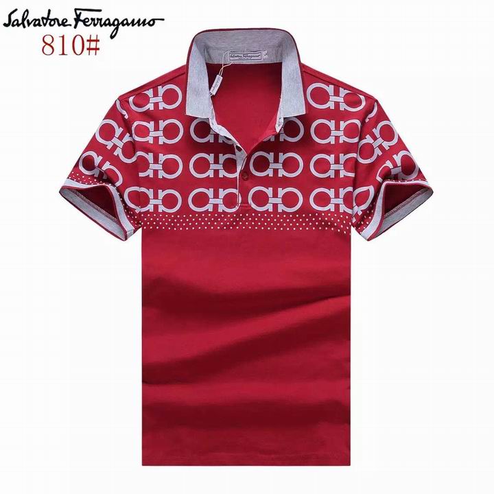 Ferragamo Men Short Polo T-shirt in red for sale